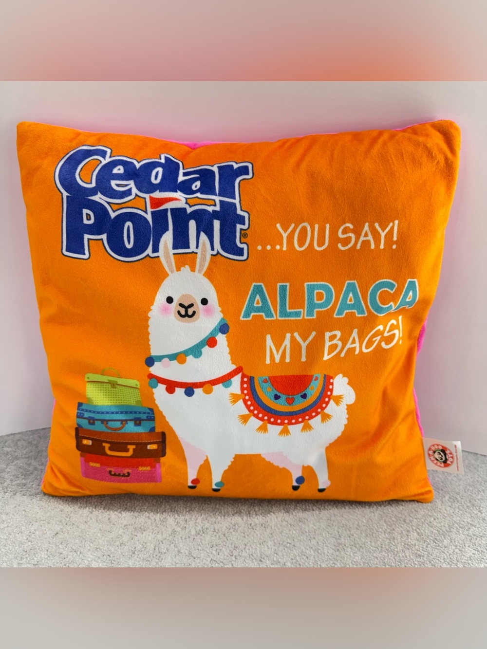 Cedar Point Orange Hot Pink Alpaca Decorative Pillow